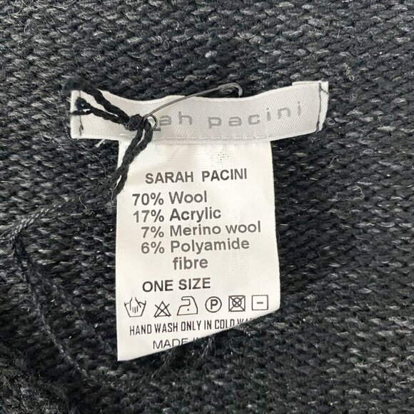 SARAH PACINI BLACK GREY GLITTER CRISS CROSS WOOL BLEND CROPPED SWEATER - OS - Picture 6 of 9